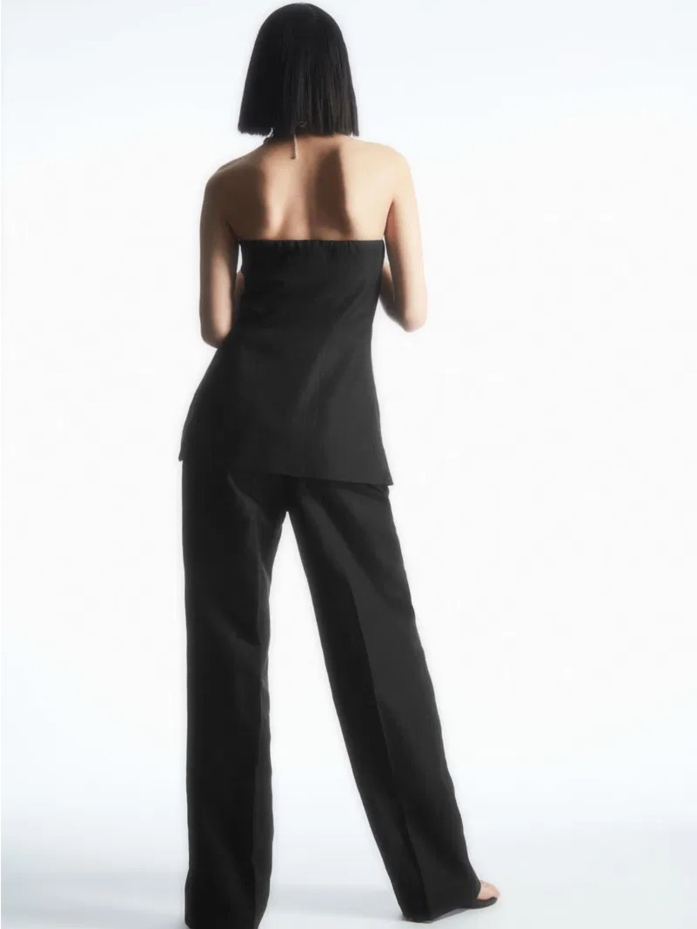 COS Black Linen Lyocell Bandeau Corset Top - Picture 8 of 9